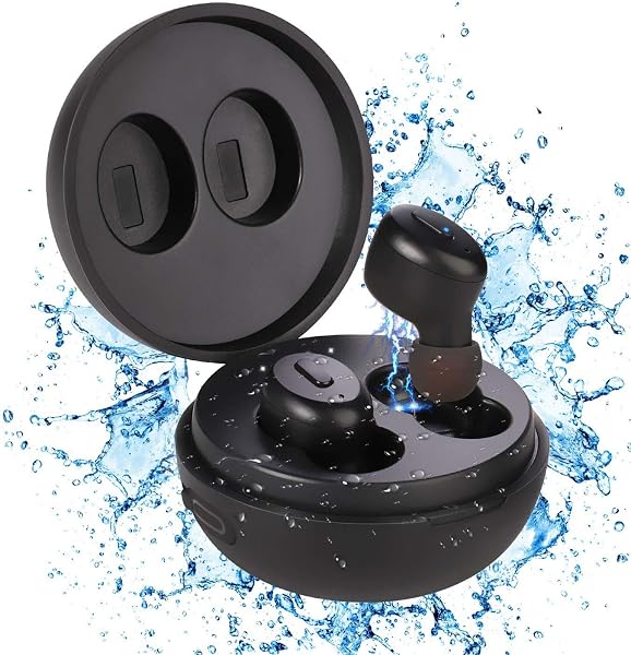 Fones de ouvido de natação IP68 à prova d'água – Fones de ouvido esportivos sem fio Bluetooth 5.0 microfone embutido à prova de suor, ajuste estável com fones de ouvido com estojo