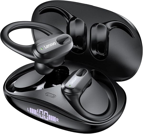 Lenovo Fone de Ouvido Sem Fio Original XT80 Esportes Fones de Ouvido Sem Fio HiFi Bluetooth 5.3 Fones de Ouvido Jogo Baixo com Mic Fone Bluetooth Redução de Ruído Earhooks XT80 preto