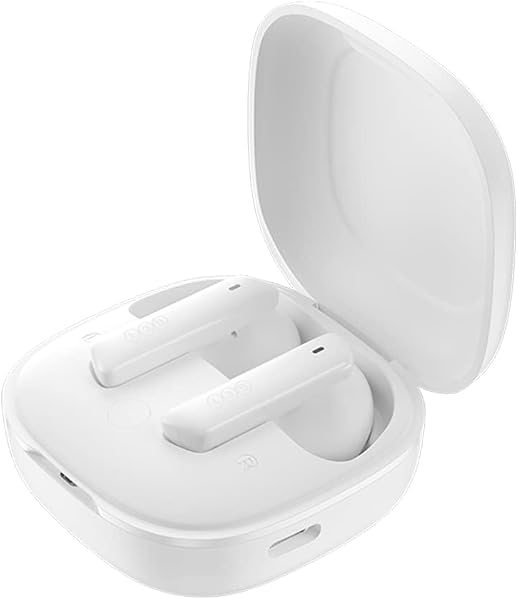 QCY HT05 Fone de Ouvido Bluetooth Cancelamento de Ruido, Fone de Ouvido sem Fio, 30 Horas De Reprodução, Branco